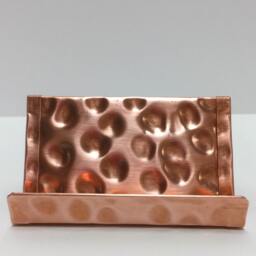 Hammered Copper Desk Set Business Card & Pencil Holder - thumbnail 3