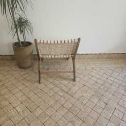 Moroccan Armchair in Nutwood With Natural Leather - thumbnail 4