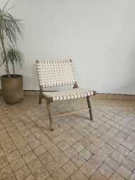 Moroccan Armchair in Nutwood With Natural Leather - thumbnail 1