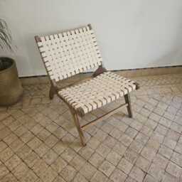 Moroccan Armchair in Nutwood With Natural Leather - thumbnail 3