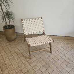 Moroccan Armchair in Nutwood With Natural Leather - thumbnail 2