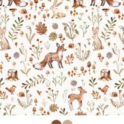Woodland Crib Sheet Neutral Forest Animals Cotton Fitted Sheet - thumbnail 2