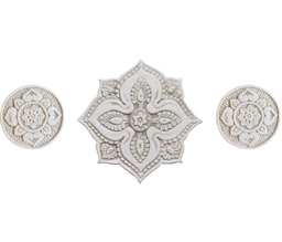 Beige Mandala Ceramic Tile Wall Art, Bathroom Decor, Set Of 3 - thumbnail 1