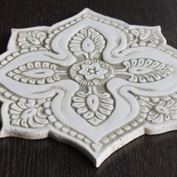 Beige Mandala Ceramic Tile Wall Art, Bathroom Decor, Set Of 3 - thumbnail 2