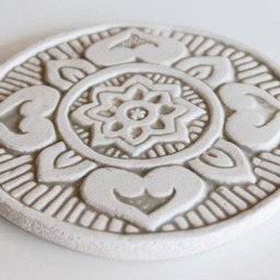 Beige Mandala Ceramic Tile Wall Art, Bathroom Decor, Set Of 3 - thumbnail 3