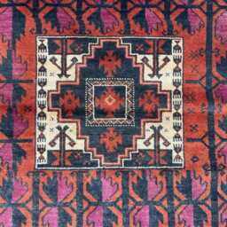 3x6 Afghan Baluchi Tribal Rug - Hand-Knotted Wool Runner With Dual Medallions Vintage Boho Area For Entryway, Hallway Or Office - thumbnail 4