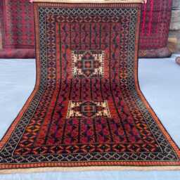 3x6 Afghan Baluchi Tribal Rug - Hand-Knotted Wool Runner With Dual Medallions Vintage Boho Area For Entryway, Hallway Or Office - thumbnail 2