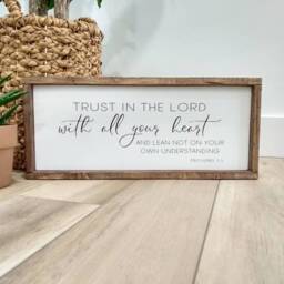 Trust in The Lord With All Your Heart Sign Proverbs 35 Bible Verse Scripture Psalm Painted Wall Home Decor Lean Not On Own Understandi - thumbnail 2