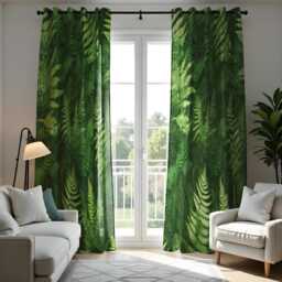 Green Fern Leaf Pattern Curtains, Botanical Nature Inspired Drapes, Fresh & Lush Window Treatments, Tropical&forest Made To Order Curtains - thumbnail 2
