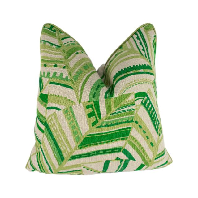 Schumacher - Deco Leaves Palm Sophisticated 1920's Leaf Designer Cushion Cover Handmade Throw Pillow Home Decor - image 1