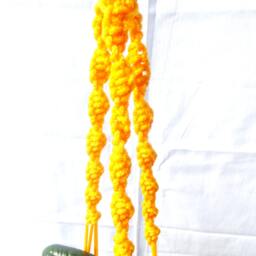 Yellow Mini Macrame Plant Holder 18 Inches 3 Mm Hanging Planter Beautiful Flowerpots Indoor Or Outdoor Decor Wall Hanging Window Decorations - thumbnail 2