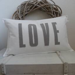 Pillow With Love Appliqu??/Vintage Look Made Of Linen/Cotton - thumbnail 3
