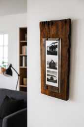 Rustic Reclaimed Wood Photo Frame - Handmade Farmhouse Picture Holder With Glass - thumbnail 1