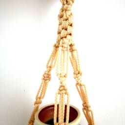Mini Macrame Plant Hanger 10 Inches 3 Mm Beige Plant Holder Mini Hanging Planter Planter Pattern Wall Gift Idea Flower Pot - thumbnail 2