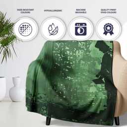 Green Rainy Traveller Silhouette Street Art, Bedroom Living Room Accent, Unique Artistic Design - Super Soft Fleece Blanket Bed Sofa Throw - thumbnail 2