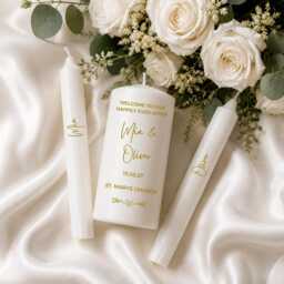 Personalised Wedding Candle Set - Custom Names & Date Elegant Ceremony Unity Trio Happily Ever After Keepsake - thumbnail 2
