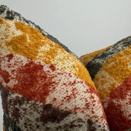 Terracotta Brown & Mustard Boucle Pillow Cover, Textured Super Soft Cover - thumbnail 3