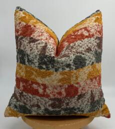 Textured Boucle Pillow Cover, Terracotta Mustard Cotton Wool Blend