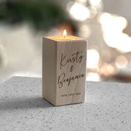 Engraved Wooden Tealight Holder - Personalised Candle Anniversary Gift - thumbnail 2