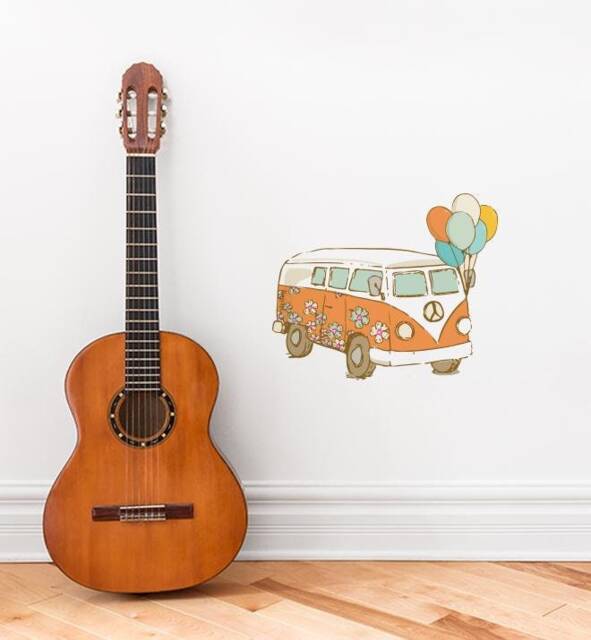 Van With Balloons Wall Sticker Decal - Illustration Stickers, Animals Decals, Home Decor, Art, Illustrations