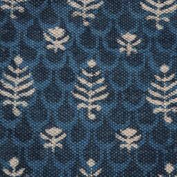 Indian Block Printed Indigo Cotton Rug, Handmade Area Rug - thumbnail 3