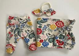 Organic Swaddle Blanket & Newborn Hat Or Headband Set. Leggings. Take Home. Baby Shower Gift. Photo Prop