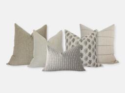 Neutral Pillow Combinations, Beige Cream Covers, Tan Sofa Throw Set Of 5, Natural Covers -- Sela