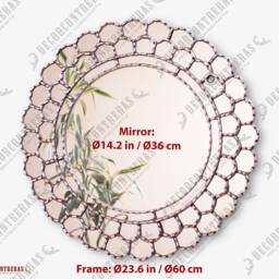 Peruvian Silver Round Mirror 23.6In - Wood Framed Wall Mirrors Bathroom Mirror For Decorative Cuzcaja Decor - thumbnail 4