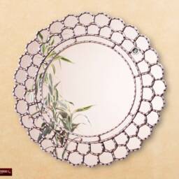 Peruvian Silver Round Mirror 23.6In - Wood Framed Wall Mirrors Bathroom Mirror For Decorative Cuzcaja Decor - thumbnail 2