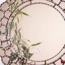 Peruvian Silver Round Mirror 23.6In - Wood Framed Wall Mirrors Bathroom Mirror For Decorative Cuzcaja Decor - thumbnail 3
