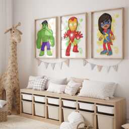 Spidey & Friends Prints - Set Of 9, Kids Superhero Wall Art, Printed Or Framed - thumbnail 3