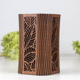 Custom Wood Pensil Pot, Floral Makeup Brush Holder - thumbnail 3