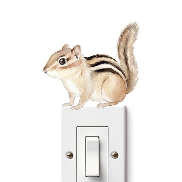Chipmunk Wall Decal, Watercolor Chipmunk, Fabric Sticker, Woodland Animal, Nursery Decor