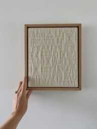 Framed Merino Wool Woven Art Minimalist Textile Tapestry - thumbnail 1