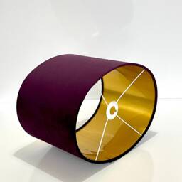 New Luxury High Quality Handmade Plum Purple Velvet Fabric Lamp Shade Oval Shape Oval Metallic Lining - thumbnail 2