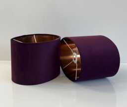 New Luxury High Quality Handmade Plum Purple Velvet Fabric Lamp Shade Oval Shape Oval Metallic Lining