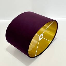 New Luxury High Quality Handmade Plum Purple Velvet Fabric Lamp Shade Oval Shape Oval Metallic Lining - thumbnail 3