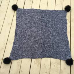 Velveteen Baby Blanket With Faux Fur Pompoms - thumbnail 2