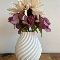 Swirl Vase, Ornamental Flower Decorative Minimalist, Room Decor, 3D Printed Matte White - thumbnail 2