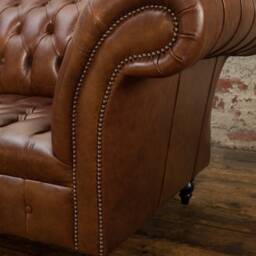 Handmade 2 Seater Vintage Mottled Brown Leather Chesterfield Sofa - thumbnail 3