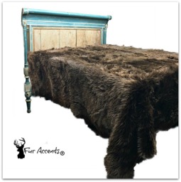Plush Faux Fur Bedspread - Brown Bear -Shag Design Designer Throws By Accents Usa