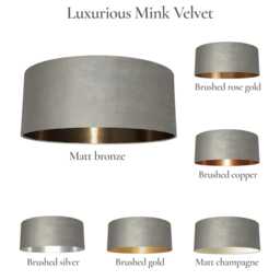 Luxurious Mink Velvet Drum Lampshade - Wall, Table, Floor Ceiling Lamp Custom Sizes & Lining Options Handmade Bespoke Light Shade UK - thumbnail 2