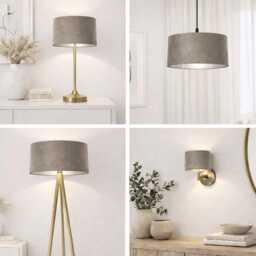 Luxurious Mink Velvet Drum Lampshade - Wall, Table, Floor Ceiling Lamp Custom Sizes & Lining Options Handmade Bespoke Light Shade UK - thumbnail 1