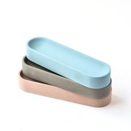 Concrete Pen Holder Tray For Desk, Modern Office Accessories - thumbnail 3