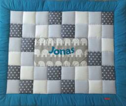 Baby Blanket, Quilt, Patchwork Crawling Children's Blanket Elephant Available For Immediate Delivery - thumbnail 1