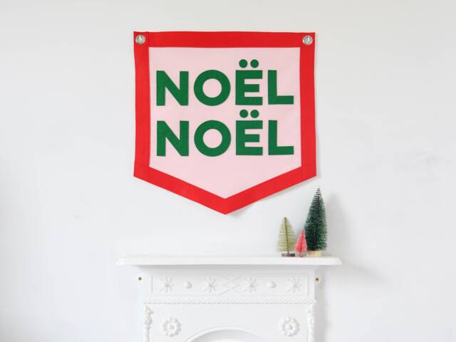 No??l Felt Christmas Banner Vintage Style Holiday Wall Hanging - image 1