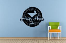 Happy Hour Cocktails Drinks Specials Stamp Sign Logo Store Shop Salon Window Wall Decal Vinyl Sticker Mural Room Decor L1712 - thumbnail 1