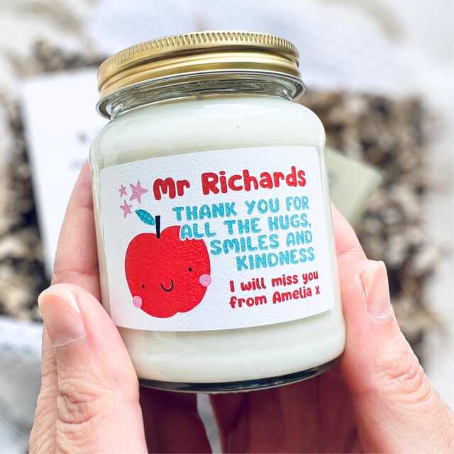 Preschool Teacher Thank You Gift From Child - Personalised Candle Childminder Nursey Pre School Teaching Assistant - image 1