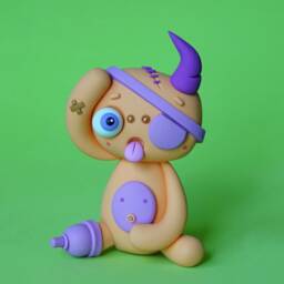 Pirate Polymer Clay Sculpture Handmade Miniature Monster - thumbnail 2