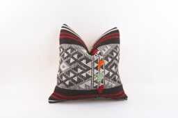 Vintage Turkish Kilim Pillow Cover Handwoven Wool Throw 16x16 - thumbnail 1